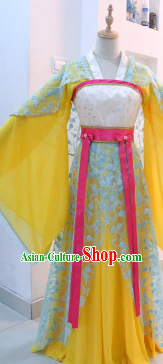 China Ancient Palace Princess Yellow Hanfu Dress Cosplay Ming Dynasty Court Lady Garments Traditional Drama A Legend Shaolin Zhu Ruoqin Clothing