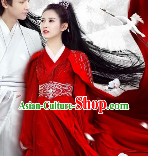 China Ancient Swordswoman Red Hanfu Dress Cosplay Swordswoman Garments Traditional Drama And The Winner Is Love Chong Xuezhi Clothing
