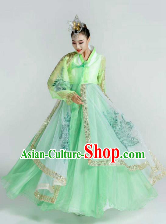 Korean Traditional Garment Costumes Korea Folk Dance Green Dress Bride Palace Hanbok Clothing