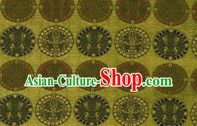 Japanese Classical Lion Pattern Damask Traditional Cloth Fabric Kimono Green Brocade Nishijin Tapestry Satin