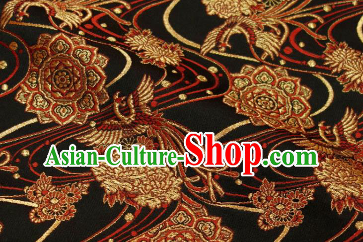 Japanese Traditional Red Phoenix Pattern Brocade Kimono Satin Cloth Nishijin Tapestry Fabric Classical Damask Drapery