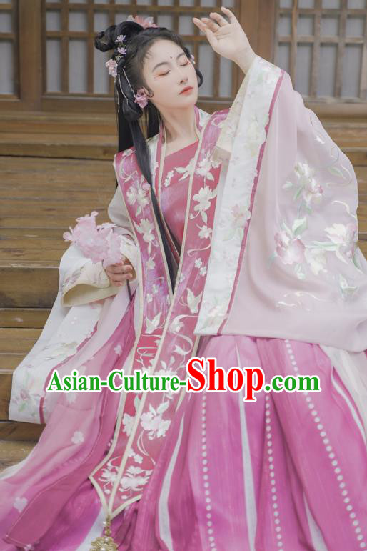 China Traditional Hanfu Garments Song Dynasty Palace Princess Historical Clothing Ancient Imperial Consort Dress