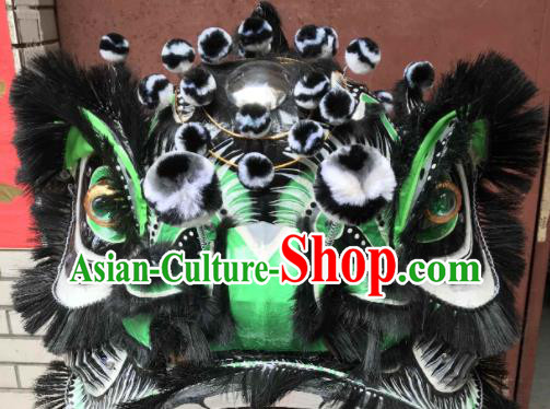 China Lion Dance Competition Green Lion Head Dragon Dancing Costumes Southern Lion Performance Uniforms