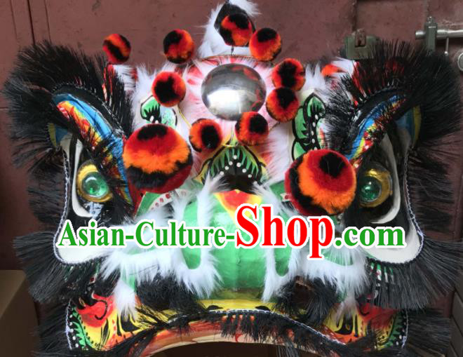 China Spring Festival Lion Dancing Competition Uniforms Handmade Green Lion Head Southern Lion Dance Performance Black Fur Costumes