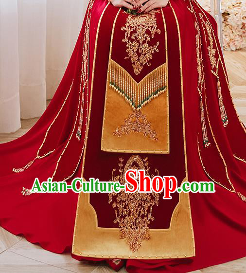 China Traditional Wedding Garment Costumes Classical Red Xiuhe Suits Embroidered Dress Bride Toast Clothing