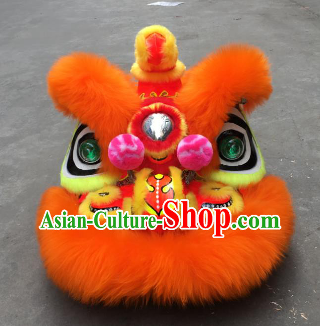 China Spring Festival Lion Dancing Performance Costumes Handmade Adults Orange Fur Lion Head South Lion Dance Uniforms