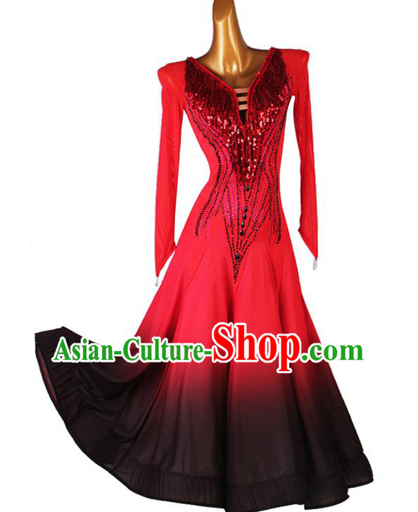 Professional Ballroom Dancing Fashion Waltz Dance Competition Costume Women International Dance Clothing Modern Dance Red Dress