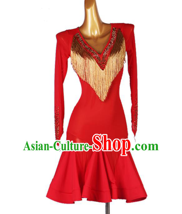 Professional Cha Cha Costume Women Latin Dance Competition Clothing Modern Dance Red Dress Ballroom Dancing Fashion
