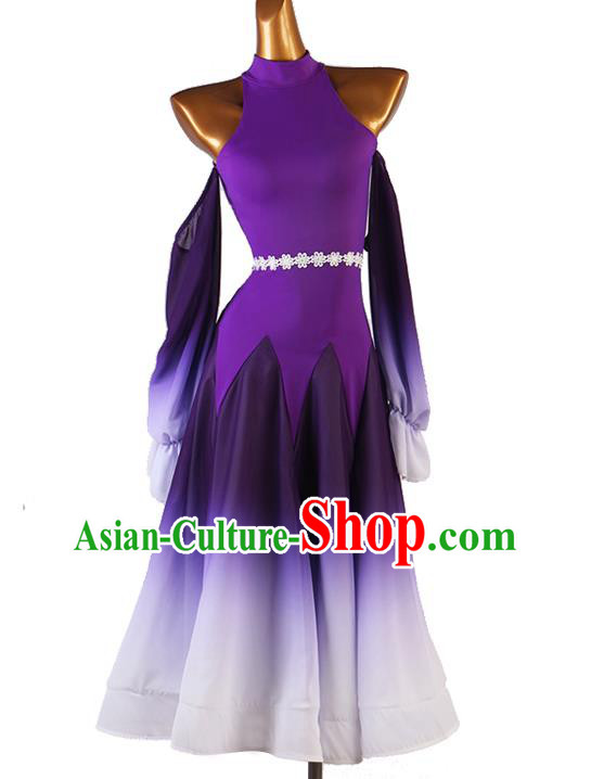 Professional Ballroom Dancing Fashion International Dance Costume Women Waltz Dance Competition Clothing Modern Dance Purple Dress