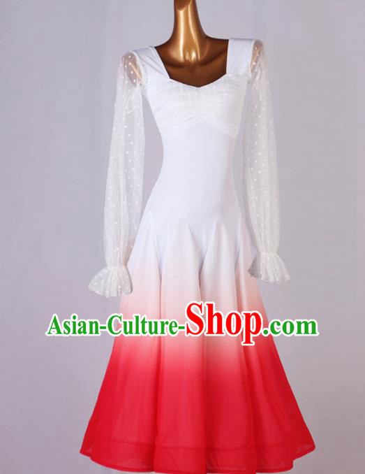 Professional Women Modern Dance Clothing Waltz Dance Red Dress Ballroom Dancing Fashion International Dance Competition Costume