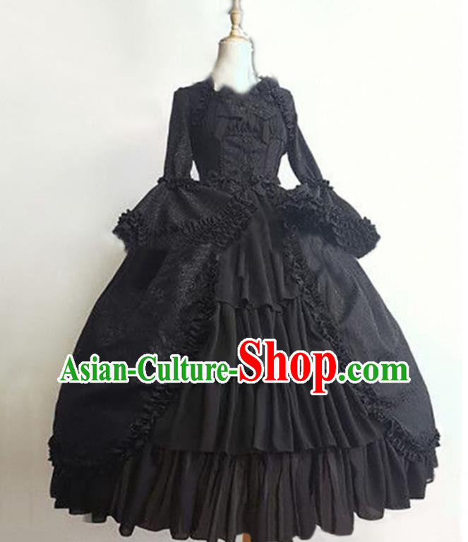 Halloween Performance Formal Dress European Princess Black Dress Western Gothic Garment Clothing