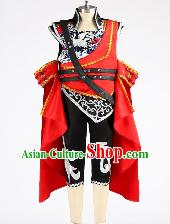 Top China Kid Catwalks Uniforms Children Folk Dance Performance Apparels Boys Stage Show Suits