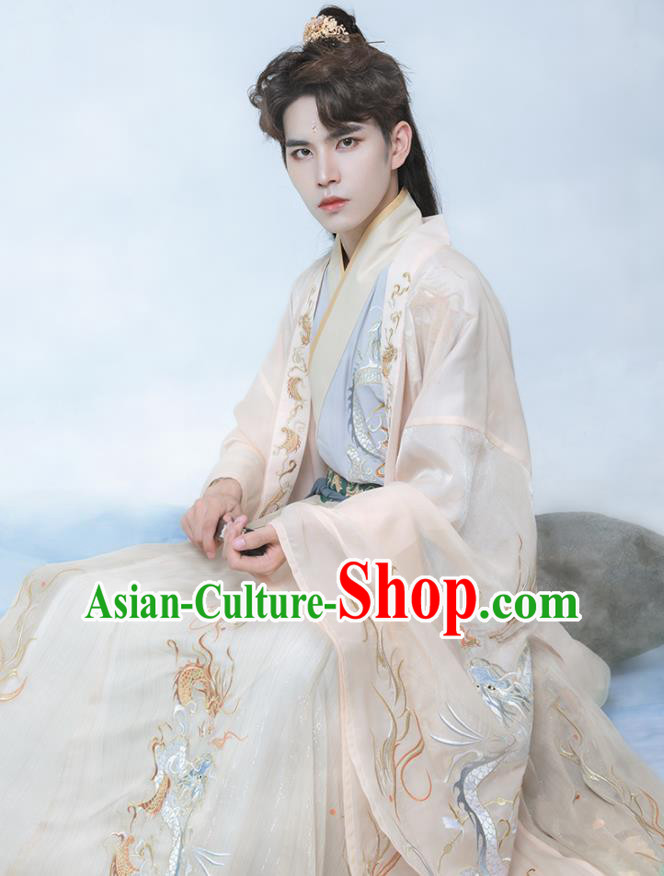 China Jin Dynasty Royal Childe Embroidered Clothing Traditional Historical Garments Ancient Crown Prince Hanfu Robe Apparels
