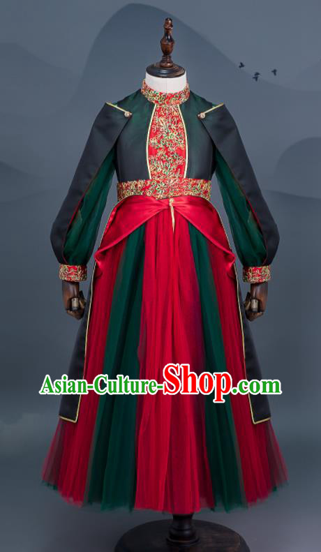 Custom Children Stage Show Full Dress Kid Chorus Clothing Compere Veil Dress Girl Princess Fashion