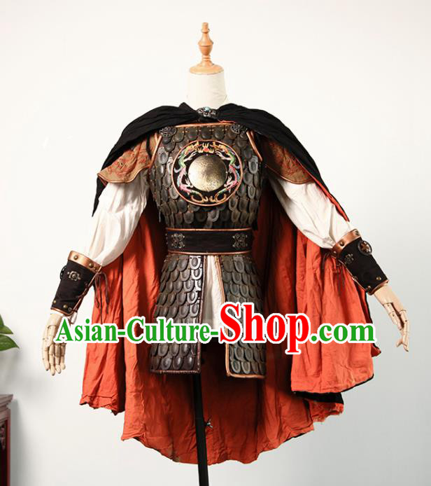 Chinese Han Dynasty General Armor Apparels Ancient Warrior Clothing Drama Cosplay Zhao Zilong Garment Costume