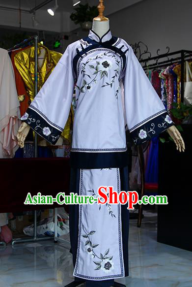 China Ancient Young Mistress Blue Dress Qing Dynasty Female Garments Traditional Drama Cosplay Madame Xiuhe Clothing