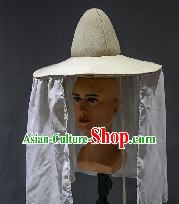 Chinese Traditional Ming Dynasty Knight Headwear Ancient Swordsman Dongfang Bubai White Veil Hat