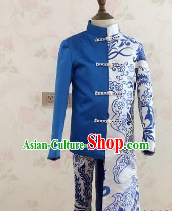 Chinese Tang Suit Uniforms Children Stage Show Mandarin Jacket Clothing Boys Cross Talk Performance Costumes