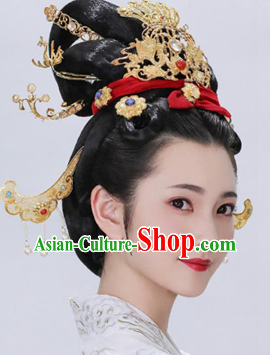 China Ancient Imperial Consort Wigs Traditional Hanfu Chignon Hairpieces Tang Dynasty Empress Wig Sheath
