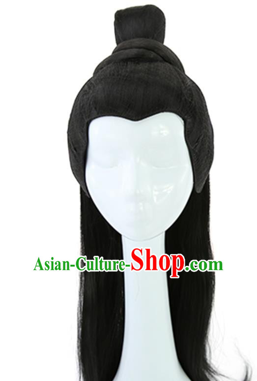 Handmade Chinese Tang Dynasty Royal Prince Wigs Ancient Childe Headwear Drama Qing Yu Nian Li Hongchen Chignon Headdress