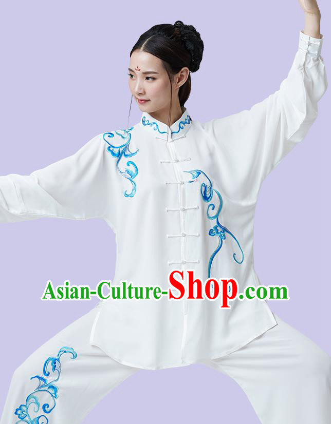 Chinese Kung Fu Competition Clothing Martial Arts Garment Costumes Tai Chi Training White Uniforms for Women for Men