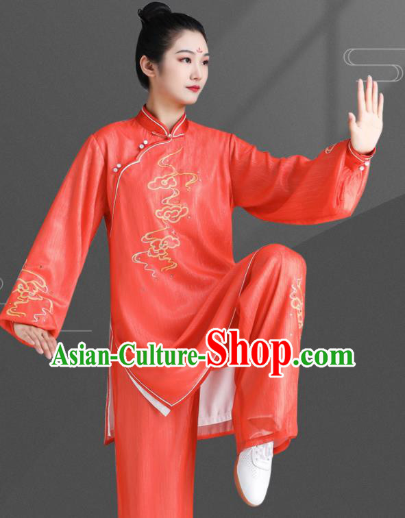 Chinese Tai Chi Training Orange Uniforms Wushu Competition Outfits Martial Arts Clothing Kung Fu Costumes