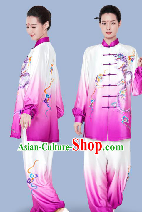 Chinese Tai Ji Sword Garment Costumes Tai Chi Printing Dragon Purple Uniforms Wushu Competition Outfits Martial Arts Kung Fu Clothing