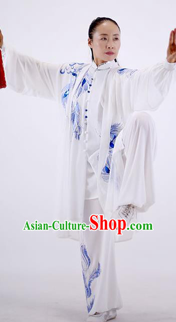 China Tai Chi Group Performance Uniforms Martial Arts Clothing Wushu Competition Outfits Kung Fu White Costumes