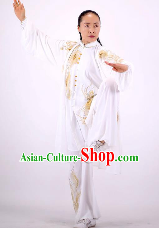 China Tai Chi Performance White Uniforms Martial Arts Clothing Tai Ji Wushu Competition Outfits Kung Fu Costumes