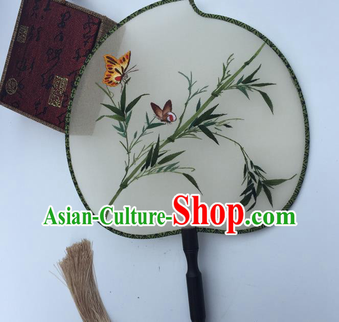China Handmade Peach Shape Silk Fan Traditional Hanfu Fan Classical Cheongsam Dance Fans Suzhou Embroidery Bamboo Palace Fan