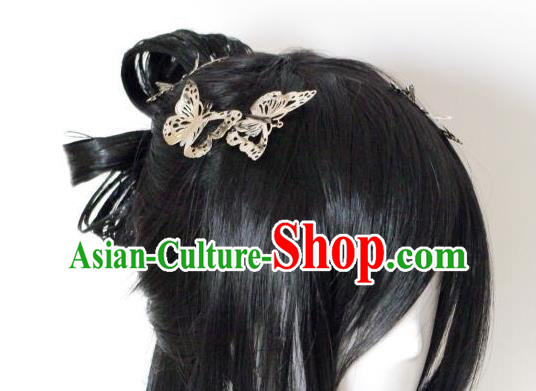 China Ancient Young Lady Wigs Traditional Drama Moonlight Blade Hanfu Chignon Hairpieces Cosplay Female Swordsman Wig Sheath
