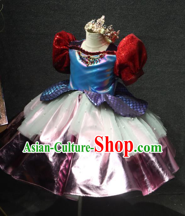 Top Girl Chorus Garment Catwalks Princess Bubble Full Dress Christmas Formal Evening Wear Children Day Performance Clothing