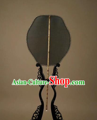 China Vintage Palace Fan Handmade Court Fan Ancient Hanfu Princess Fans Traditional Song Dynasty Black Silk Fan