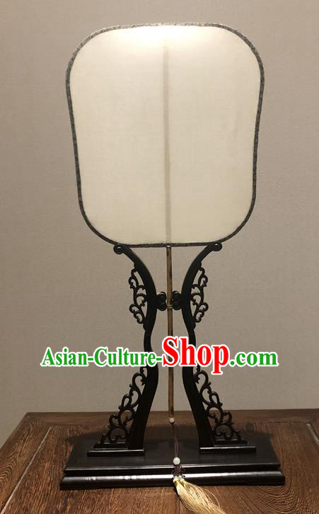China Handmade Court Fan Ancient Hanfu Princess Fans Traditional Song Dynasty White Silk Fan Vintage Palace Fan