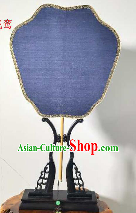 China Vintage Suzhou Silk Fan Handmade Blue Palace Fan Ancient Hanfu Fans Traditional Cultural Dance Fan