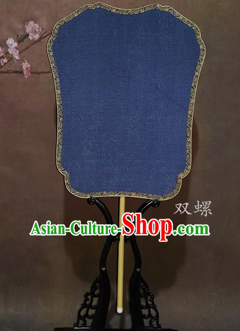 China Traditional Suzhou Fan Vintage Song Dynasty Court Fan Handmade Blue Silk Palace Fan Ancient Princess Fan