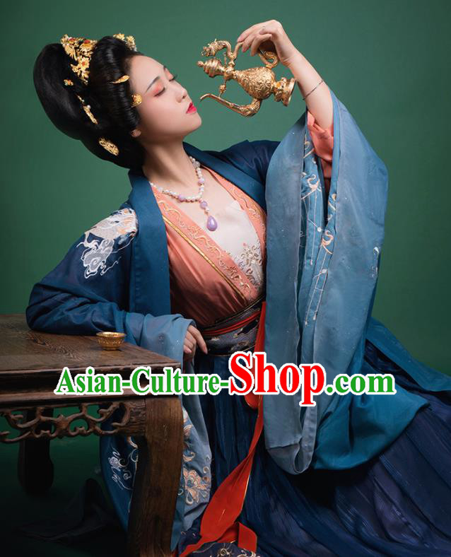 China Tang Dynasty Empress Hanfu Dress Ancient Historical Garment Clothing Traditional Court Beauty Apparels Complete Set