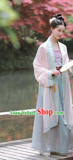 China Traditional Hanfu Apparels Song Dynasty Young Woman Hanfu Dress Ancient Country Lady Historical Garment Clothing