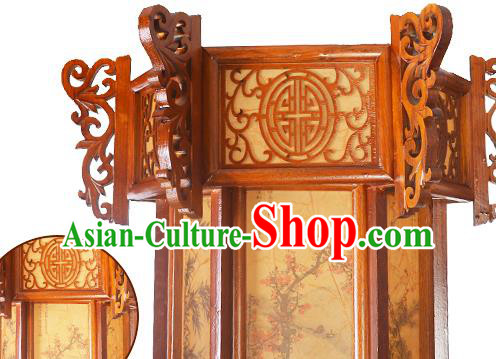 China Wood Carving Lamp Traditional Festival Hanging Lantern Classical Lanterns Handmade Hexagon Palace Lantern