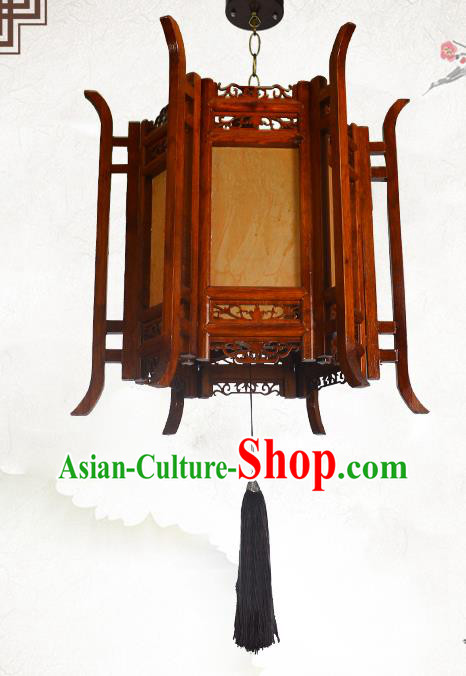 China Classical Lanterns Handmade Hexagon Palace Lantern Wood Lamp Traditional Festival Hanging Lantern