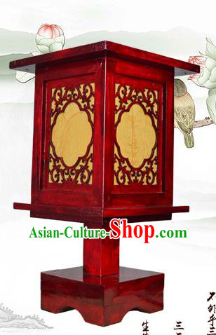 Handmade Chinese Parchment Desk Lamp Wood Carving Lantern Classical Table Lanterns