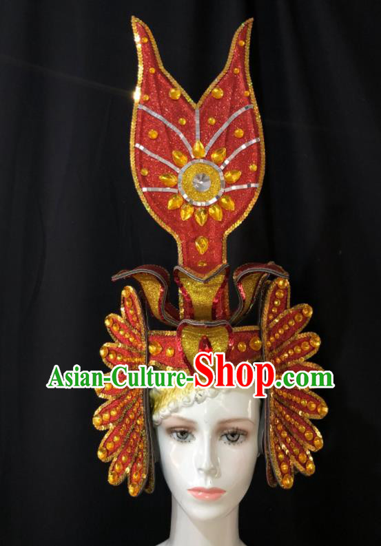 Professional Stage Performance Red Hat Halloween Opening Dance Headdress Cosplay King Headwear Easter Hair Decorations