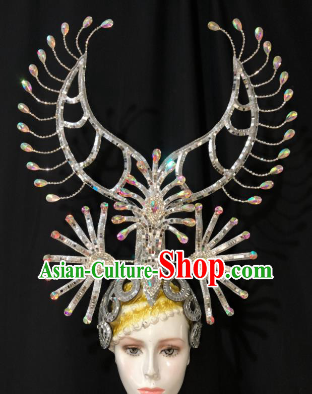 Handmade Brazil Carnival Deluxe Headdress Samba Dance Royal Crown Easter Hair Accessories Halloween Cosplay Giant Phoenix Coronet