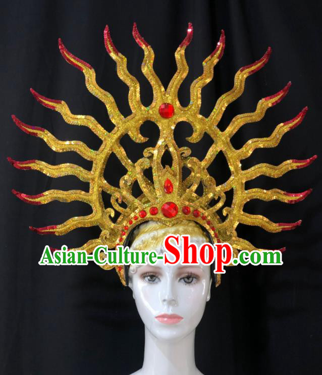 Handmade Samba Dance Deluxe Hair Accessories Easter Parade Headpiece Halloween Cosplay Giant Royal Crown Brazil Carnival Headdress