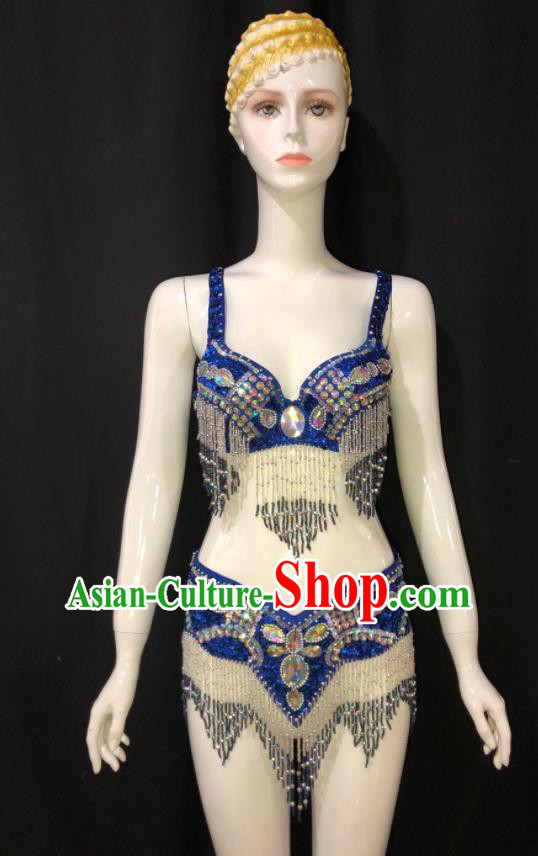 Custom Brazilian Carnival Costumes Opening Party Catwalks Clothing Woman Royalblue Swimsuits Samba Dance Uniforms