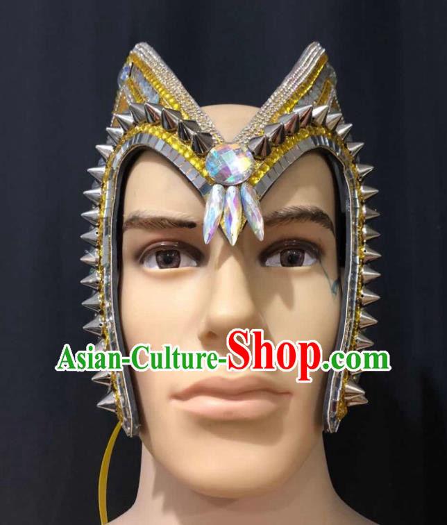 Professional Rome Knight Headwear Halloween Cosplay Warrior Helmet Easter Hair Decorations Stage Performance Rivet Hat