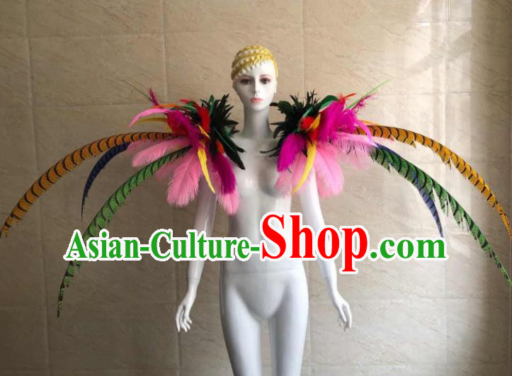 Professional Brazilian Carnival Catwalks Props Opening Dance Clothing Miami Deluxe Feathers Shoulder Accessories