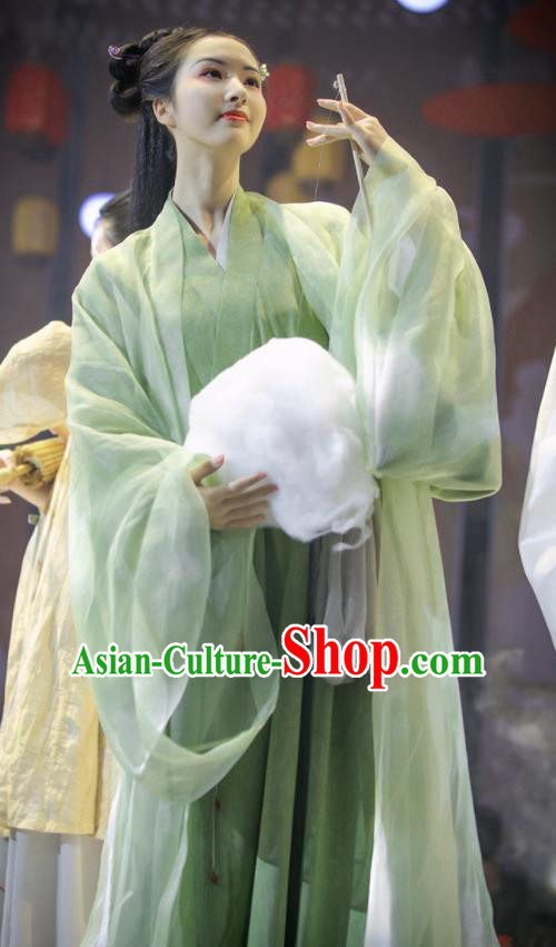 China Traditional Song Dynasty Young Lady Historical Clothing Ancient Swordswoman Green Hanfu Dress Apparels