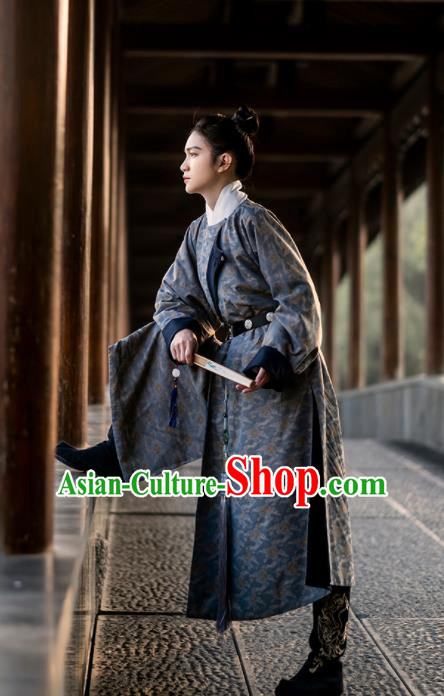 China Tang Dynasty Historical Clothing Traditional Garment Costume Ancient Swordsman Hanfu Round Collar Robe