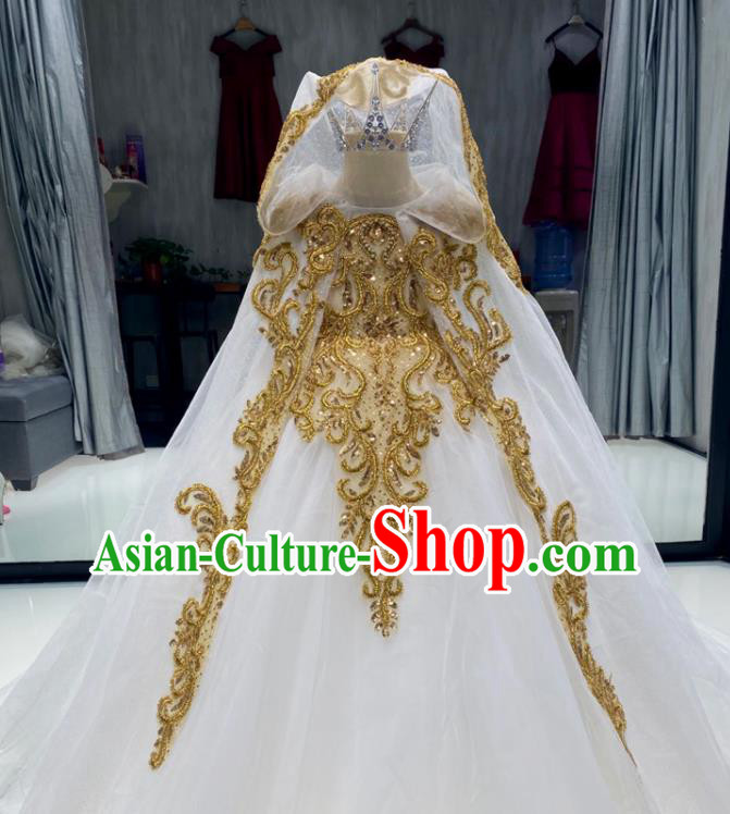 Top Girl Catwalks Show Cape Clothing Christmas Princess Formal Garment Children Stage Performance White Veil Evening Dress